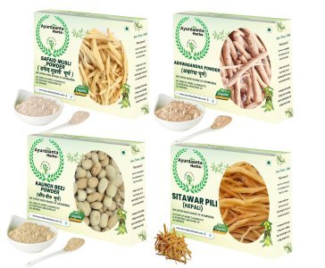 Health Booster & Stress Relief Combo – Mental Health & Immunity Support with Safed Musli, Ashwagandha, Kaunch Beej & Pili Sitawar | हेल्थ बूस्टर और तनाव राहत कॉम्बो – मानसिक स्वास्थ्य और रोग प्रतिरोधक क्षमता के लिए सफेद मूसली, अश्वगंधा, कौंंच बीज और पीली सितावर के साथ