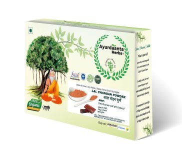 Ayurdaanta Herbs - Lal Chadan Powder / लाल चंदन चूर्ण | Rakt Chandan Powder / रक्त चंदन चूर्ण - Made with Pure and Rare Red Sandalwood Powder for All Puja and Medicine