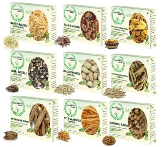 Man,s & Woman,s Wellness & Health Booster Combo - Safed Musli 100Gr | Ashwagandha 100Gr | Gokhru Bada 100Gr| Neplai Pili  Sitawar 100Gr | Safed Kaunch Beej 100Gr | Kali Musli 100Gr | Salam Panja Irani 50Gr | Salab Mishri 50Gr | Irani Akarkara 25Gr | सफेद मुसली 100Gr अश्वगंधा 100Gr  गोखरू बड़ा 100Gr नेपाली पीली सितावर 100Gr  सफेद कौंच बीज 100Gr  काली मूसली 100Gr  सलाम पंजा इरानी 50Gr  सालब मिश्री 50Gr  ईरानी अकरकरा 25Gr - Special Combo of 9 Raw Super Herbs By Ayurdaanta Herbs